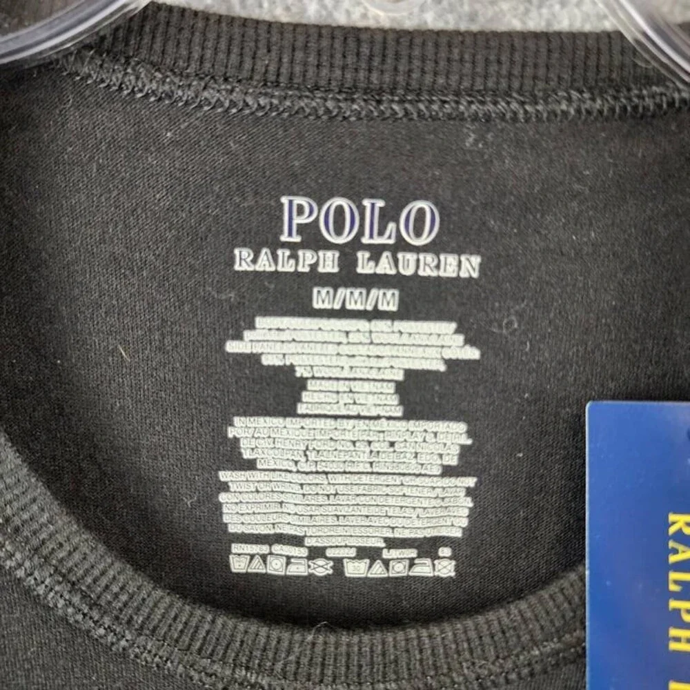 Polo Ralph Lauren Wool-Blend Long-Sleeve Crewneck Shirt Men's Medium Black